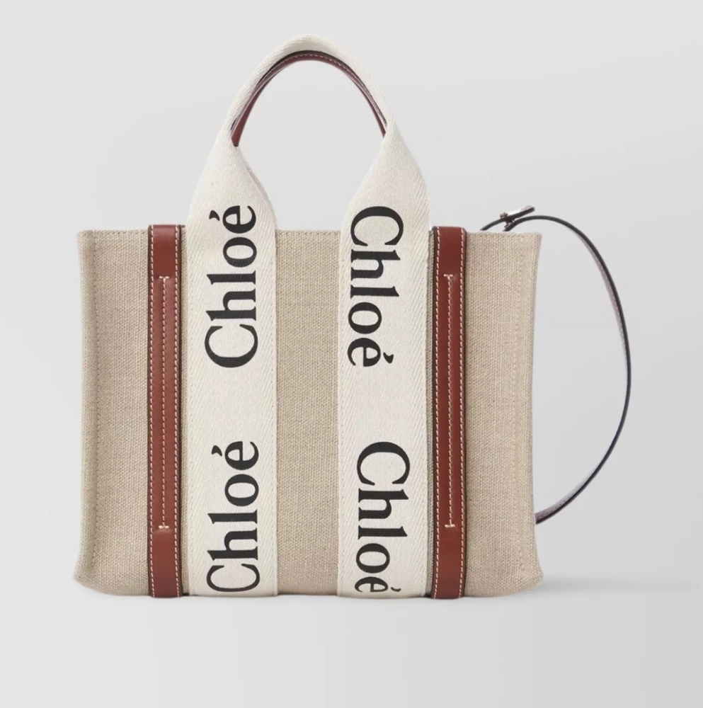 Chloé Beige and Brown Canvas Tote Bag
